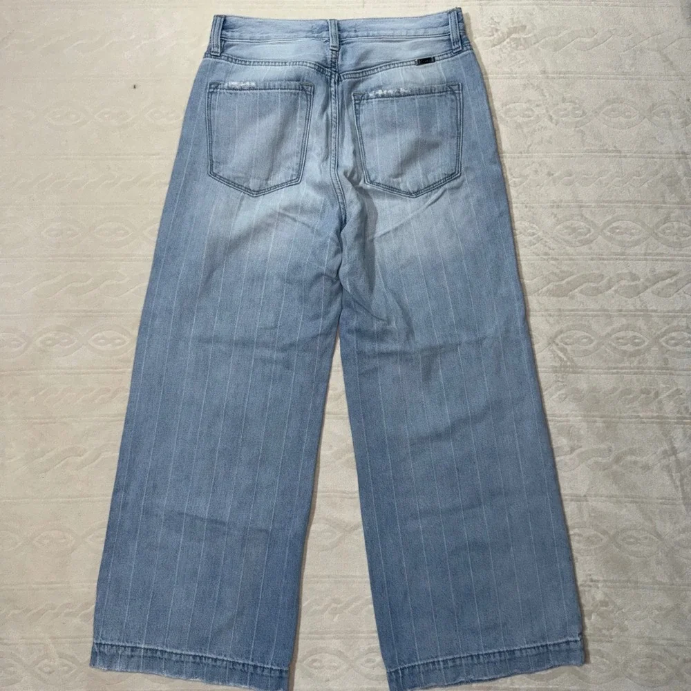 Kancan‎ LIGHT DENIM PIN STRIPE MULTI BUTTON WIDE LEG JEANS